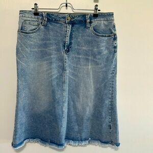 WashLab midi denim skirt​